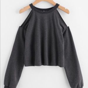Gray Open shoulder Sweatshirt